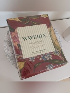 NIP Waverly Wailea Coast Lined Banded Valance - Pomegranate Burgundy 50x16